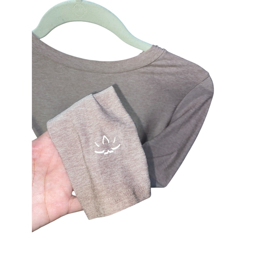 Beyond Yoga Womens XS Long Sleeve Open Back Tie Cutout Top Heathered Mauve Pink - Picture 5 of 6